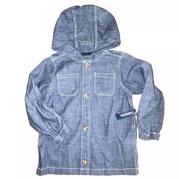 Old Navy Hooded Chambray Shirt Jacket Unisex size 5T NWT - Picture 1 of 5